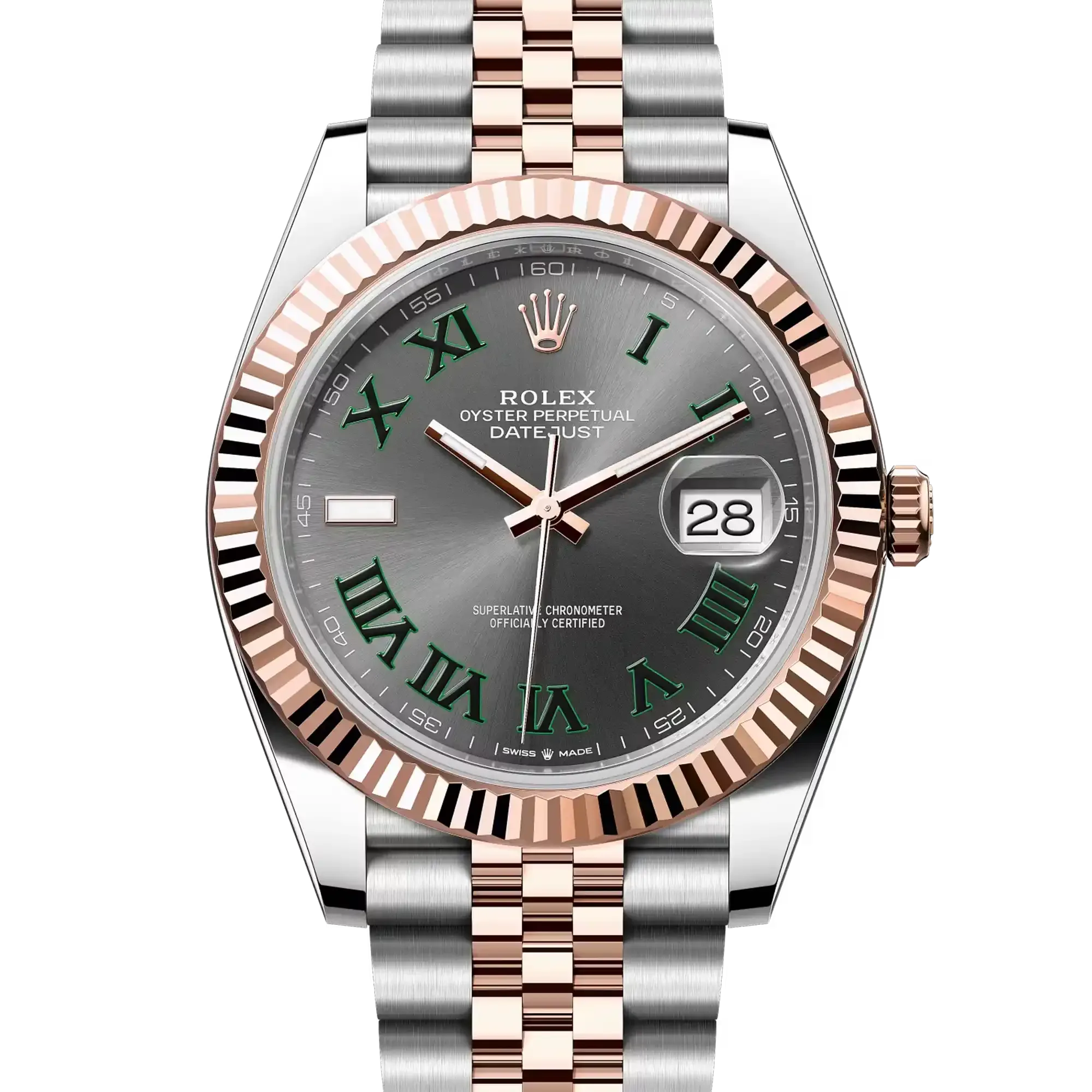 Rolex Datejust 41mm Two-Tone Everose Gold & Oystersteel Slate Wimbledon Dial Fluted Bezel Jubilee Bracelet 126331 — view 5