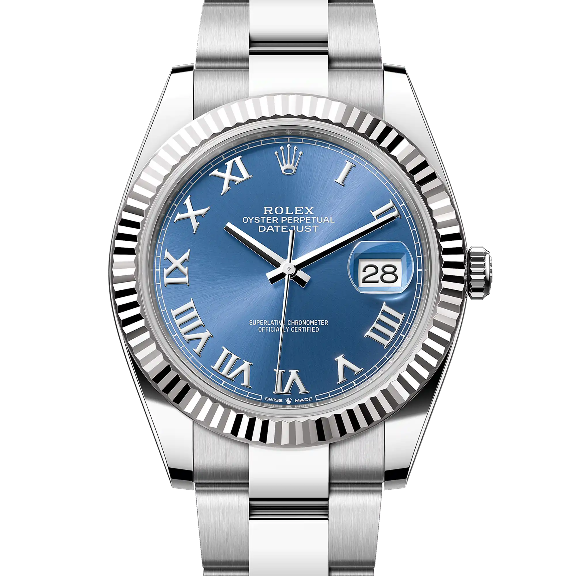 Rolex Datejust 126334, — Blue Dial, Jubilee, Oystersteel and White Gold