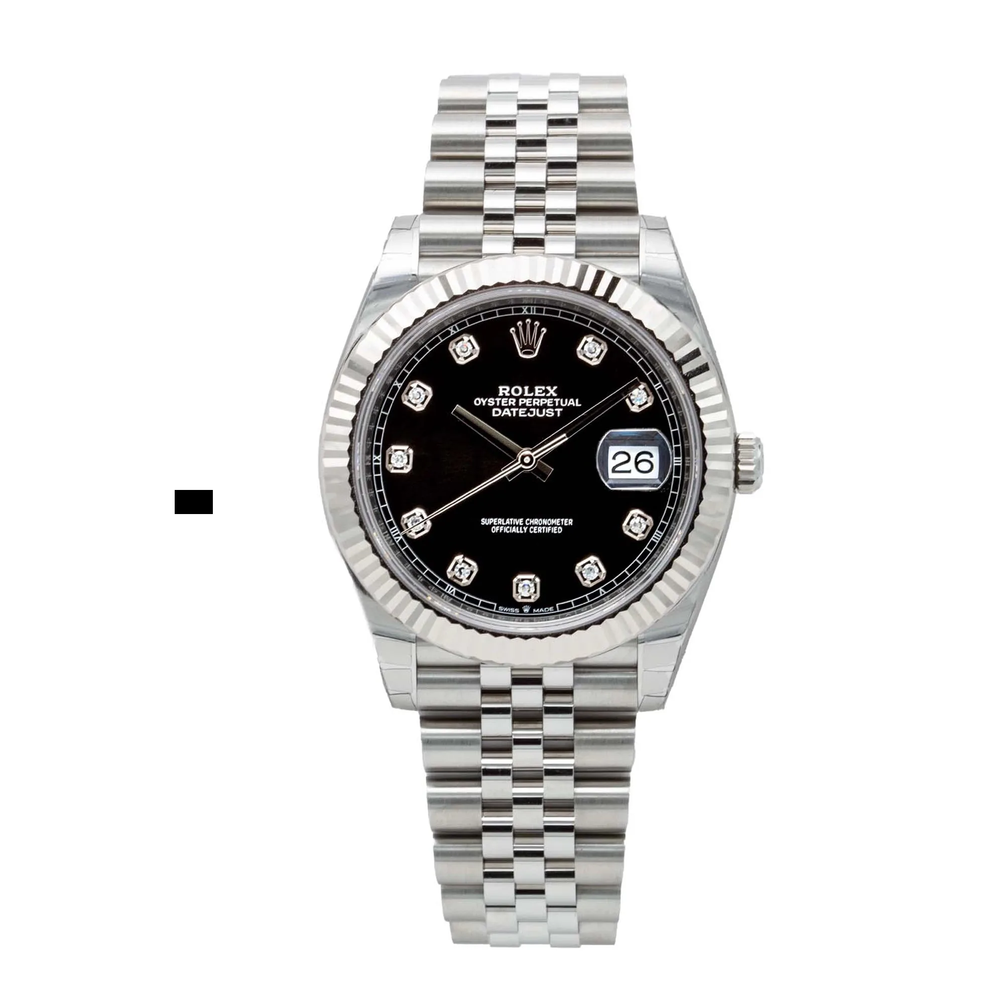 Rolex Datejust 41mm White Gold & Oystersteel White Index Dial Fluted Bezel Jubilee Bracelet 126334 — view 2
