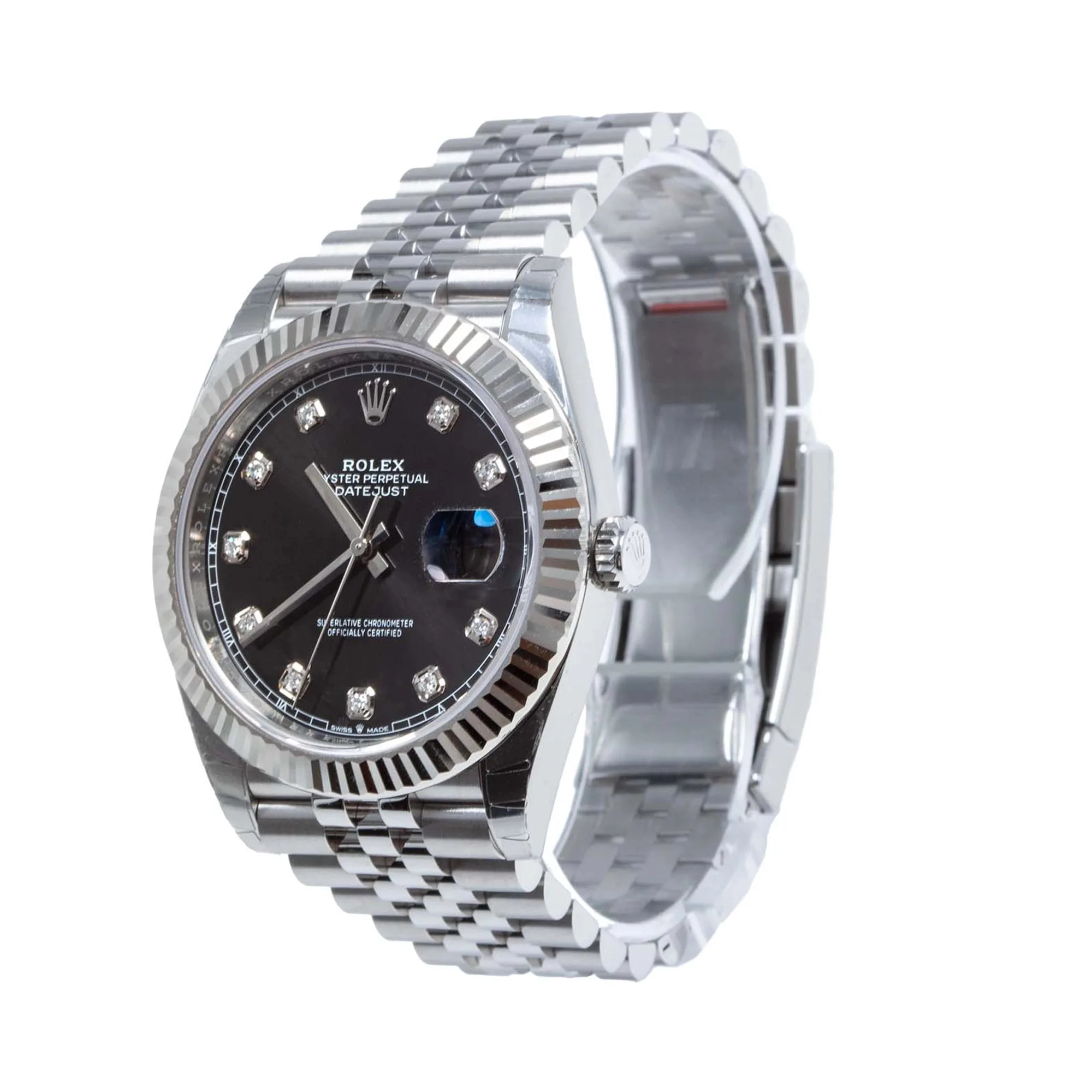 Rolex Datejust 41mm White Gold & Oystersteel White Index Dial Fluted Bezel Jubilee Bracelet 126334 — view 3