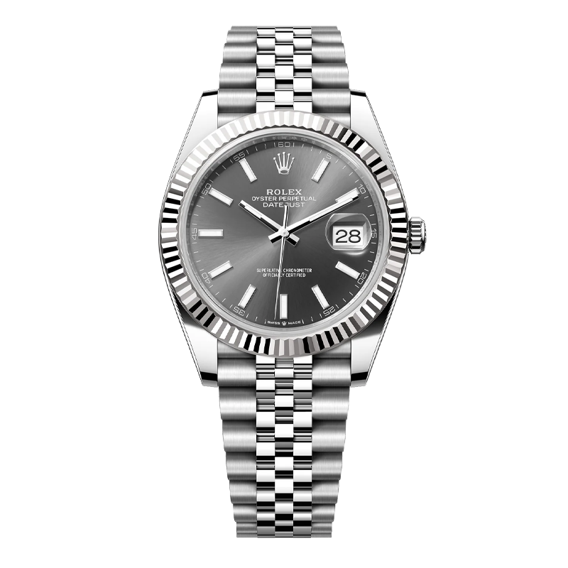 Rolex Datejust 41mm White Gold & Oystersteel Slate Grey Index Dial Fluted Bezel Jubilee Bracelet 126334