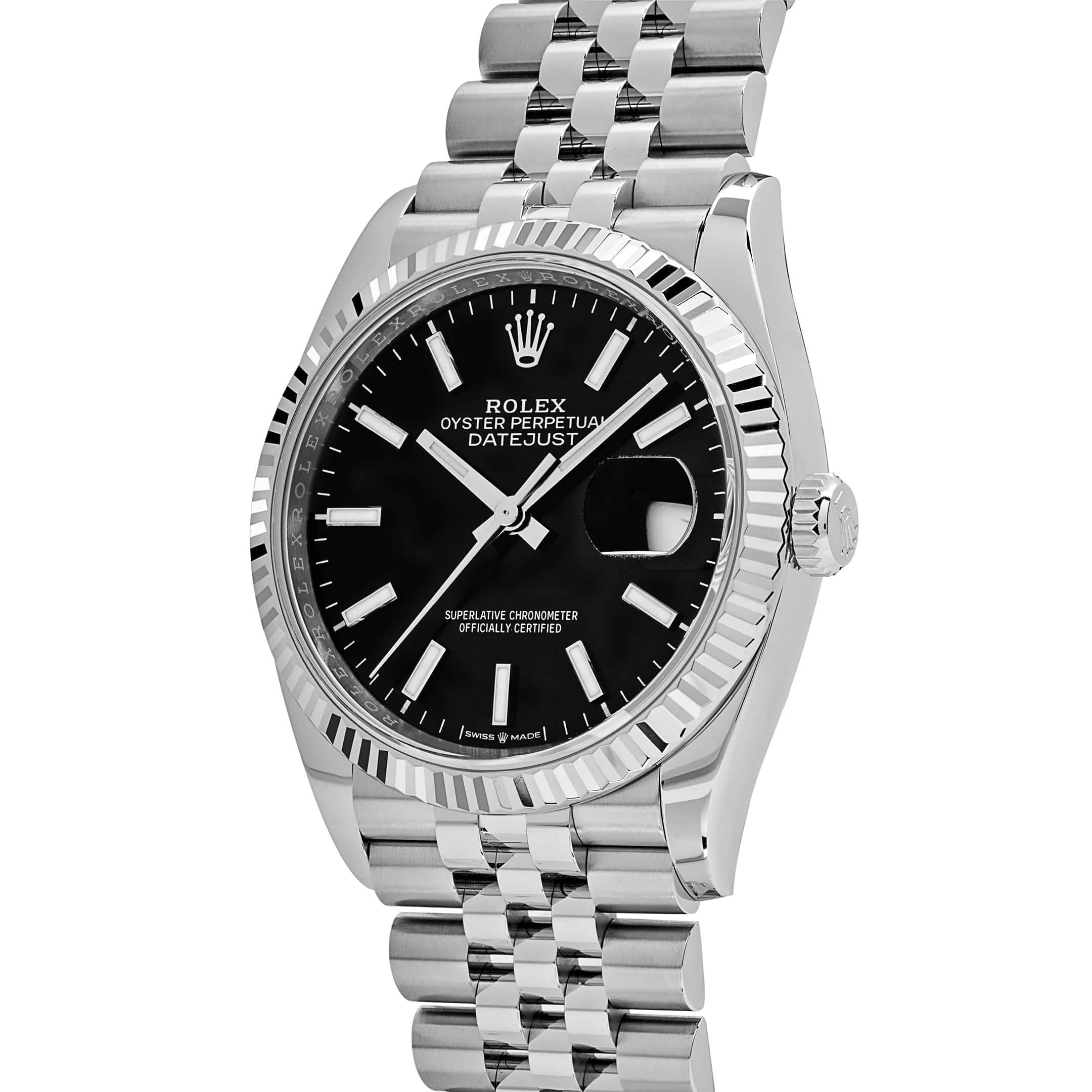 Rolex Datejust 126234, — Black Dial, Jubilee, Oystersteel and White Gold — view 3
