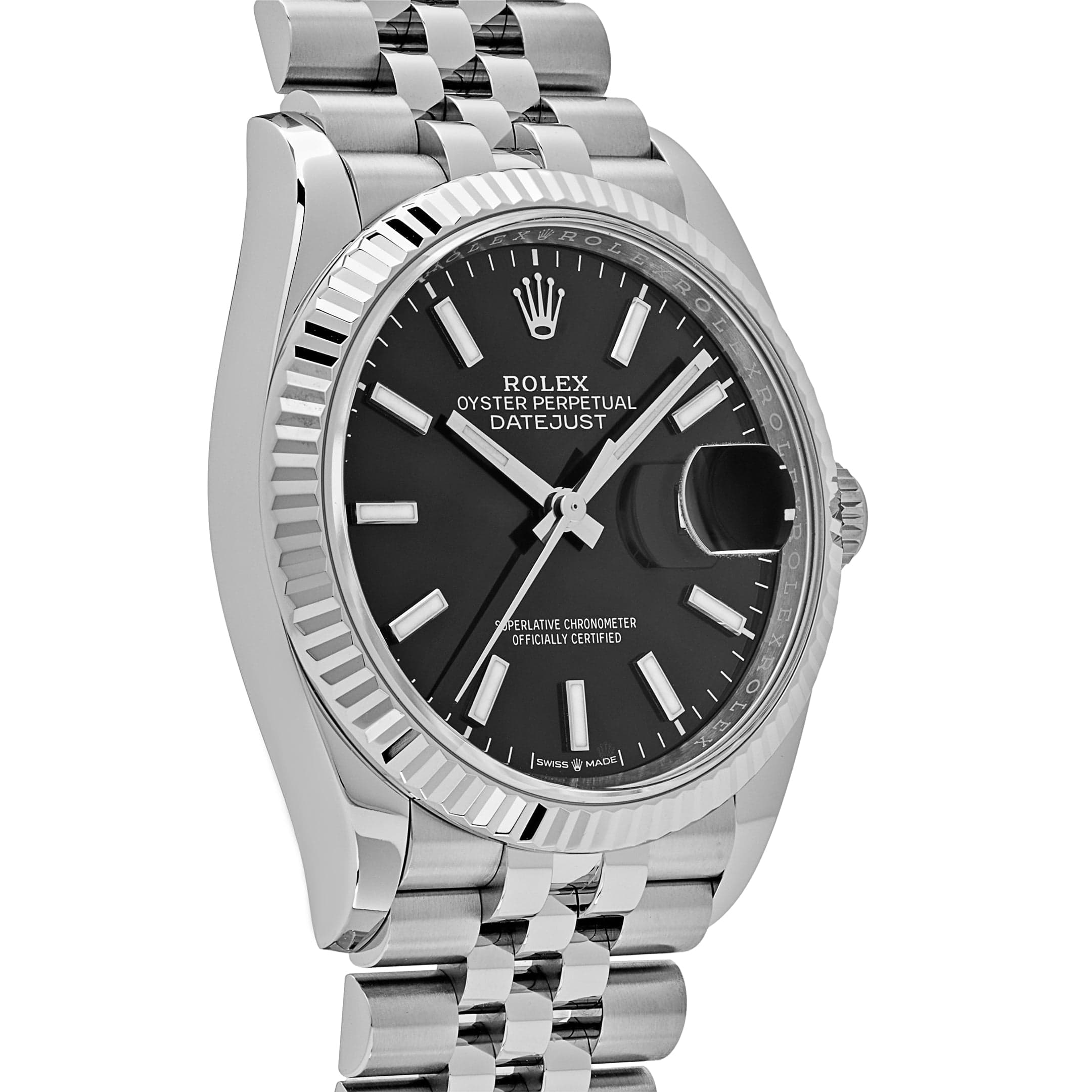 Rolex Datejust 126234, — Black Dial, Jubilee, Oystersteel and White Gold — view 4