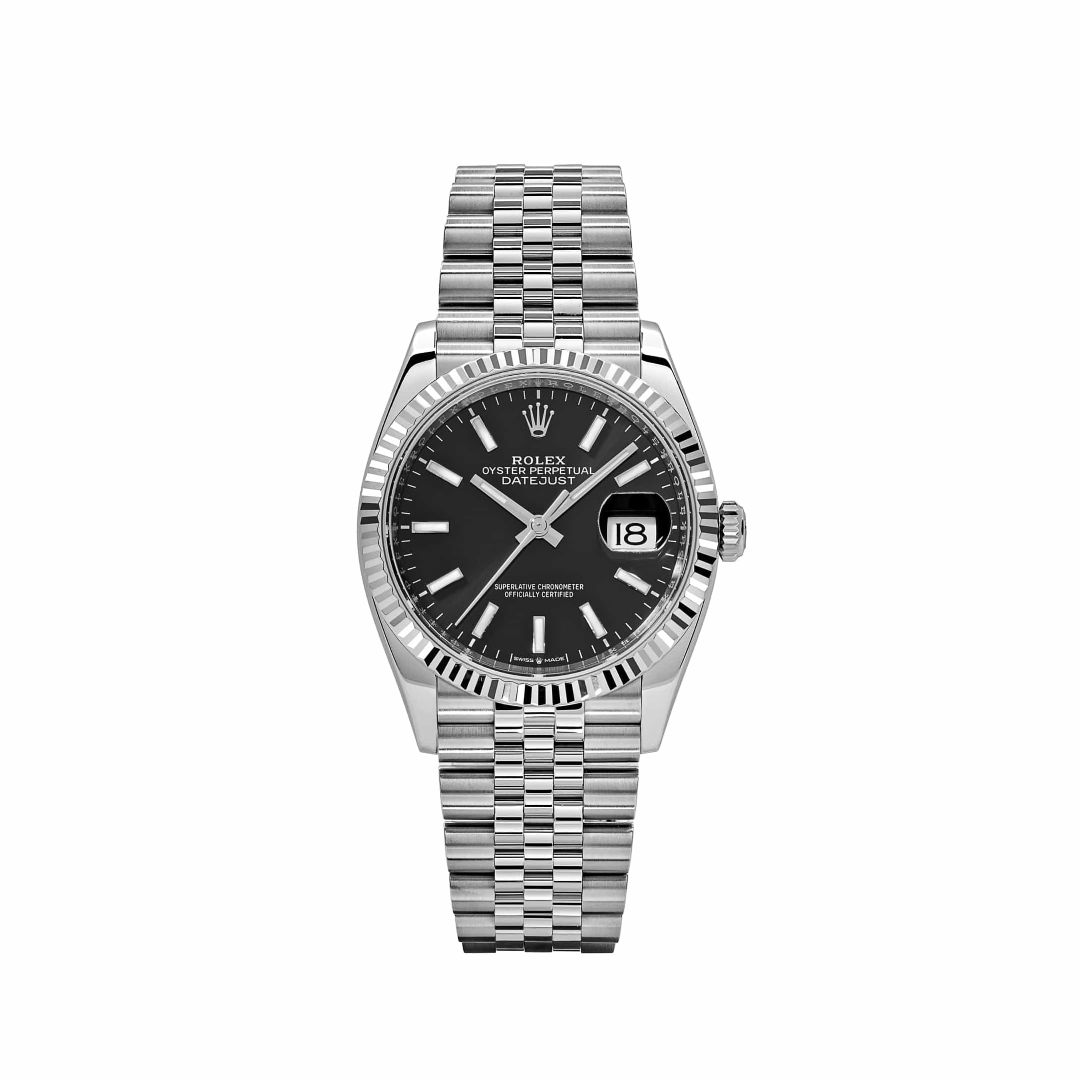 Rolex Datejust 126234, — Black Dial, Jubilee, Oystersteel and White Gold