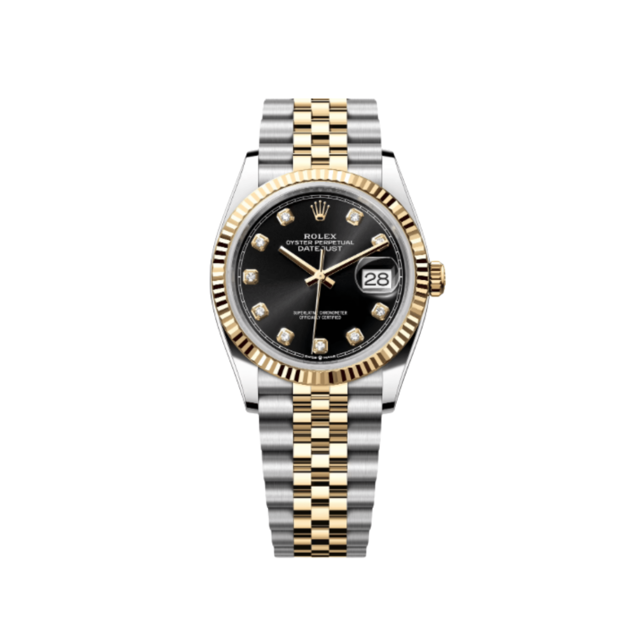 Rolex Datejust 126233, — Black Dial, Jubilee, Oystersteel and Yellow Gold