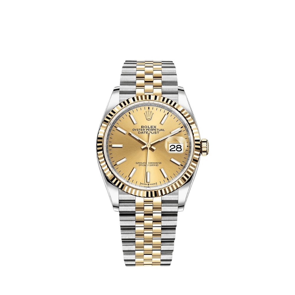 Rolex Datejust 126233, — Champangne Dial, Jubilee, Oystersteel and Yellow Gold