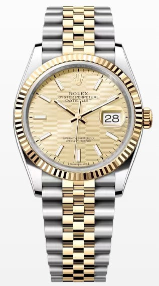 Rolex Datejust 126233, — Champangne Dial, Jubilee, Oystersteel and Yellow Gold