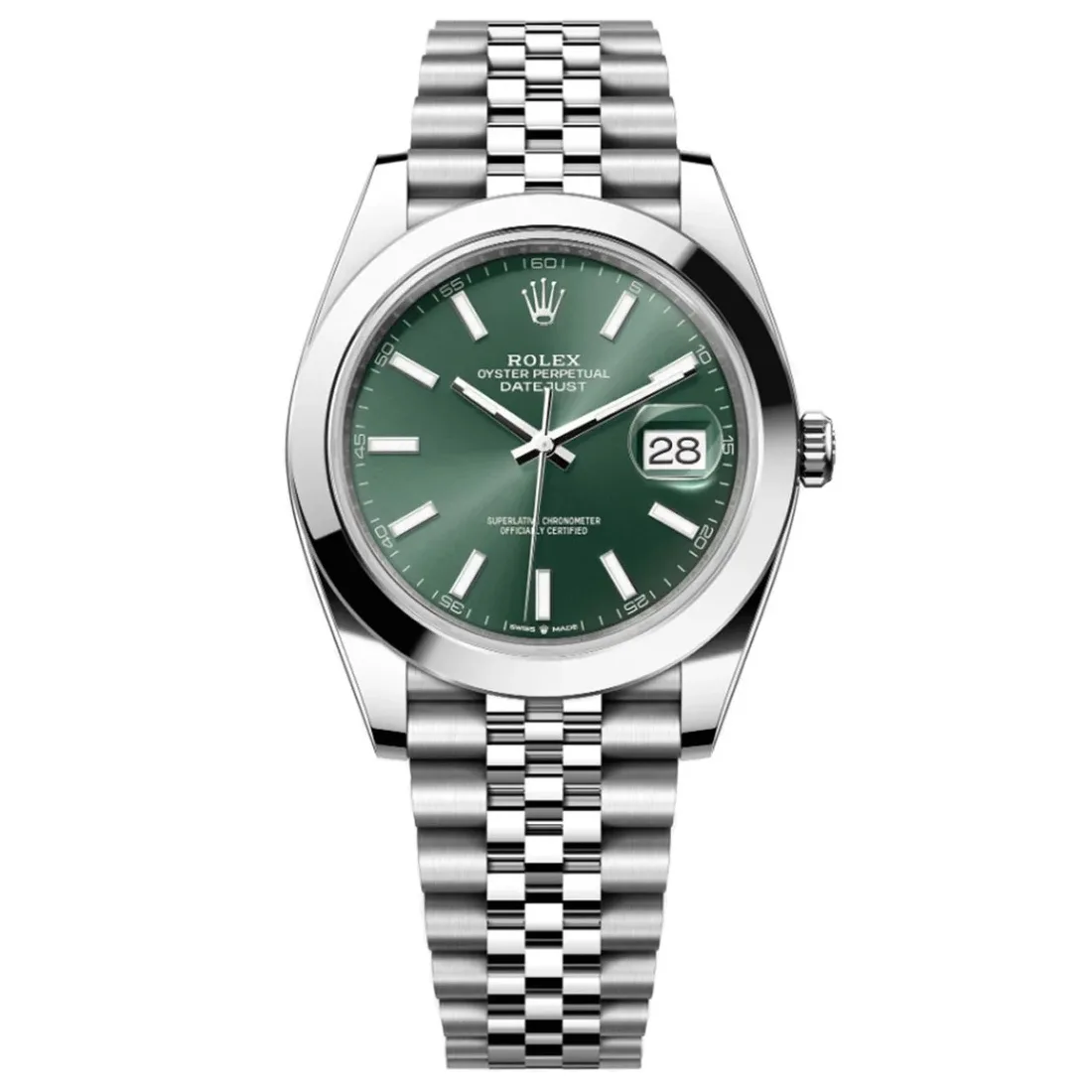 Rolex Datejust 36mm Oystersteel Mint Green Index Dial Domed Bezel Jubilee Bracelet 126200