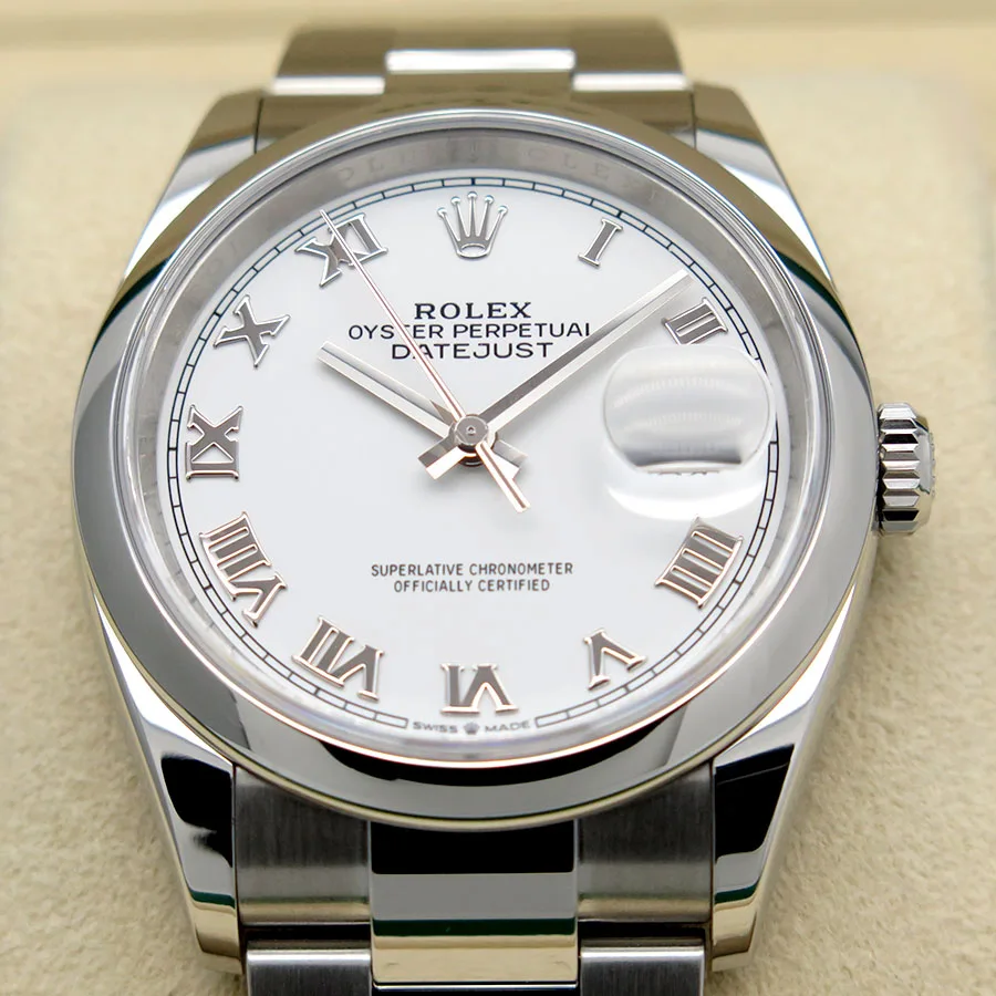 Rolex Datejust 36mm Oystersteel White Roman Dial Domed Bezel Oyster Bracelet 126200 — view 2