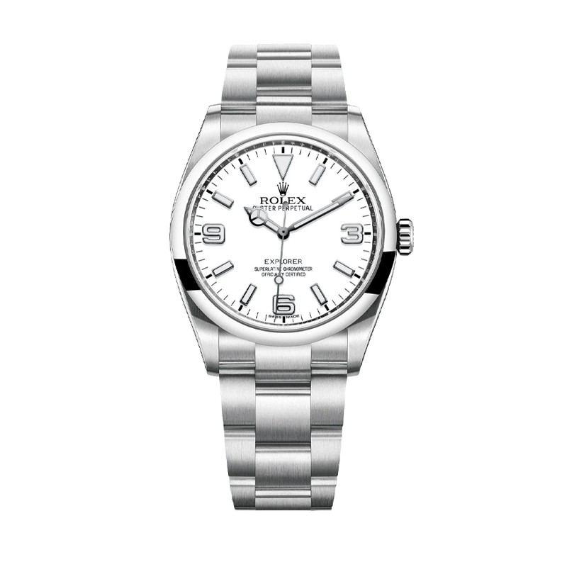 Rolex Explorer I 36mm Oystersteel White Dial Domed Bezel Oyster Bracelet 124270