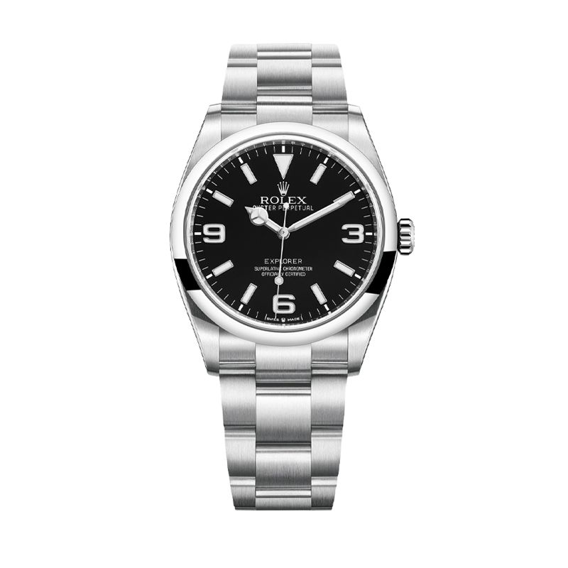 Rolex Explorer I 36mm Oystersteel Black Dial Domed Bezel Oyster Bracelet 124270