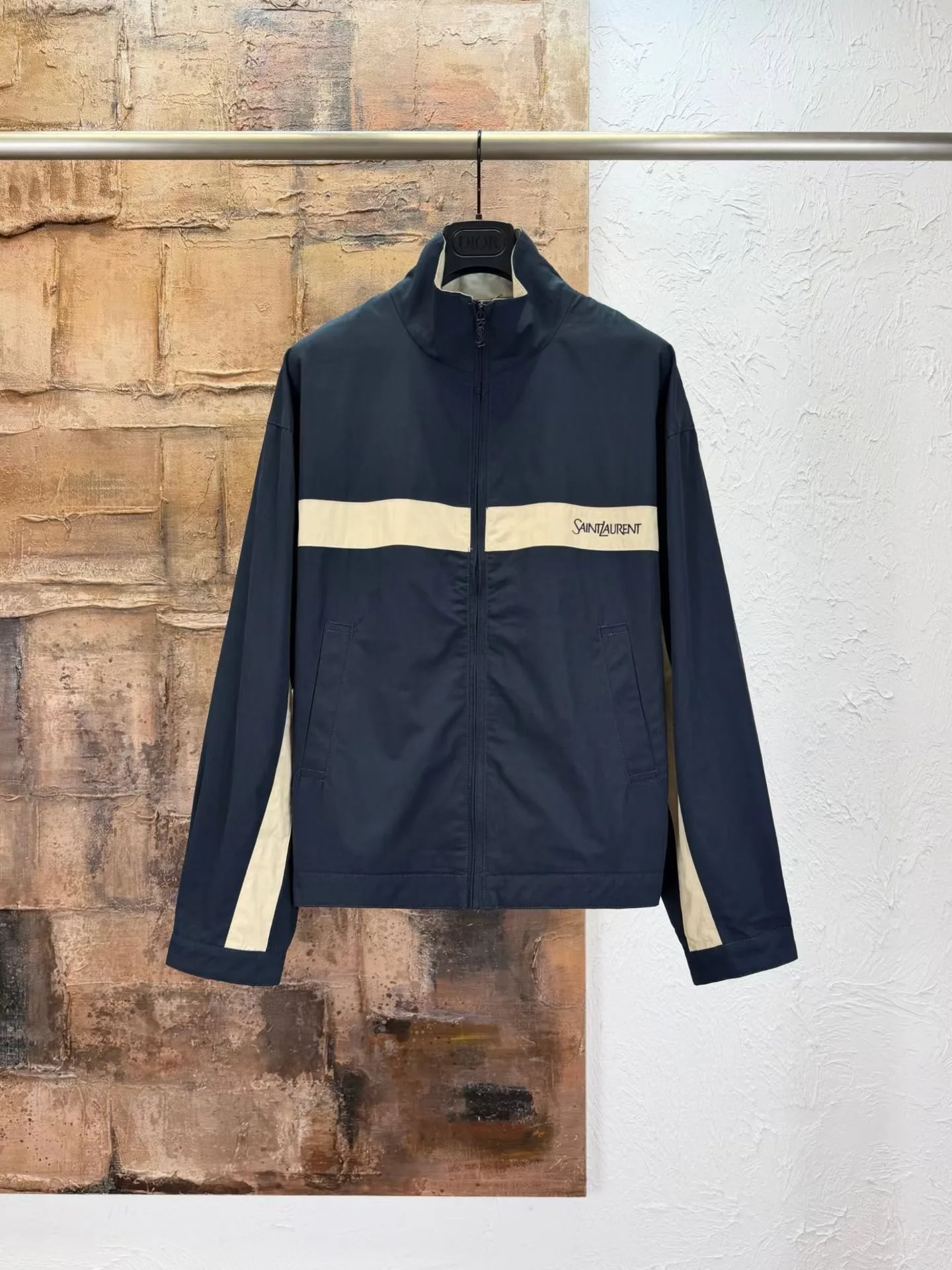 Saint Laurent Jacket in Cotton (Navy/Mastic)