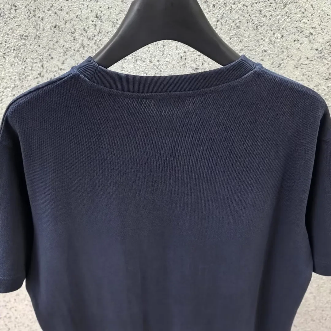 Saint Laurent T Shirt Embroidered Yellow Logo (Navy) — ビュー 5