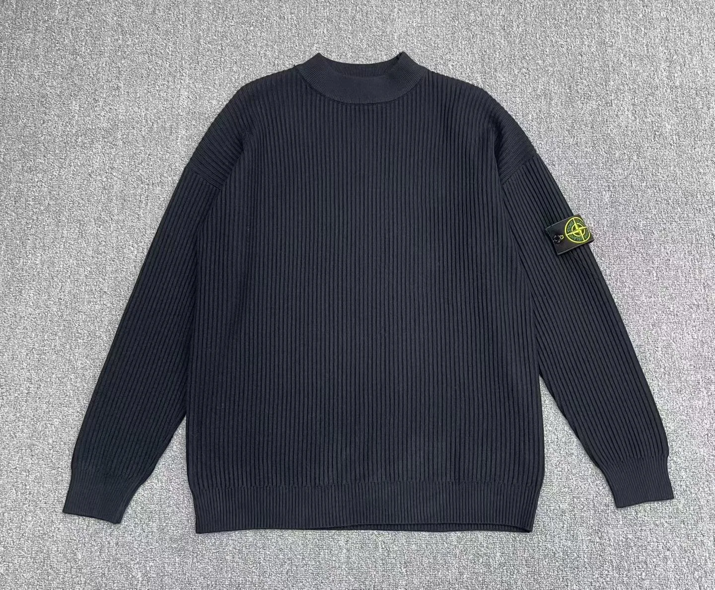 Stone Island Crewneck Jumper with Ribbed Trims (Dark Blue)