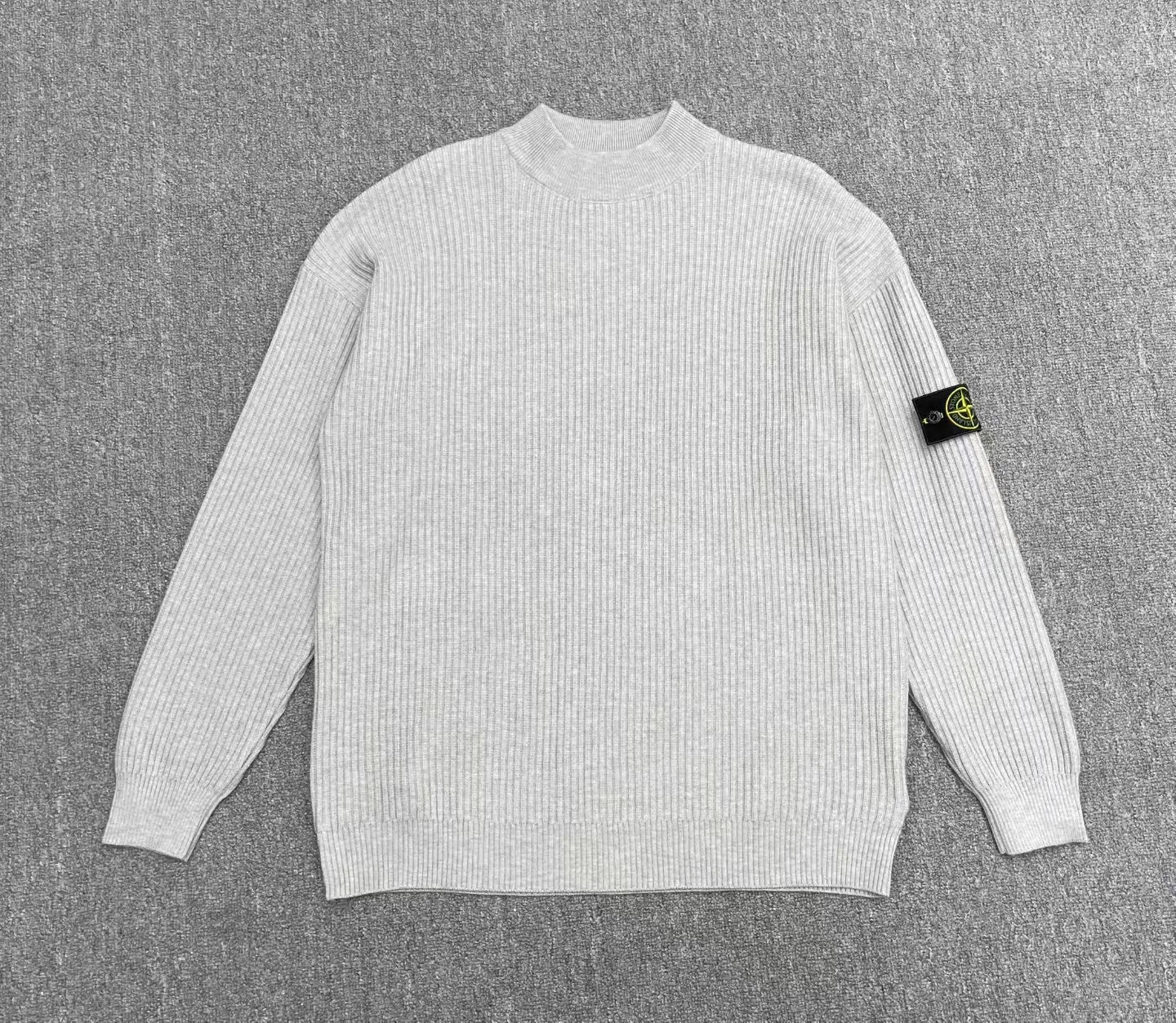 Stone Island Crewneck Jumper with Ribbed Trims (Grey)