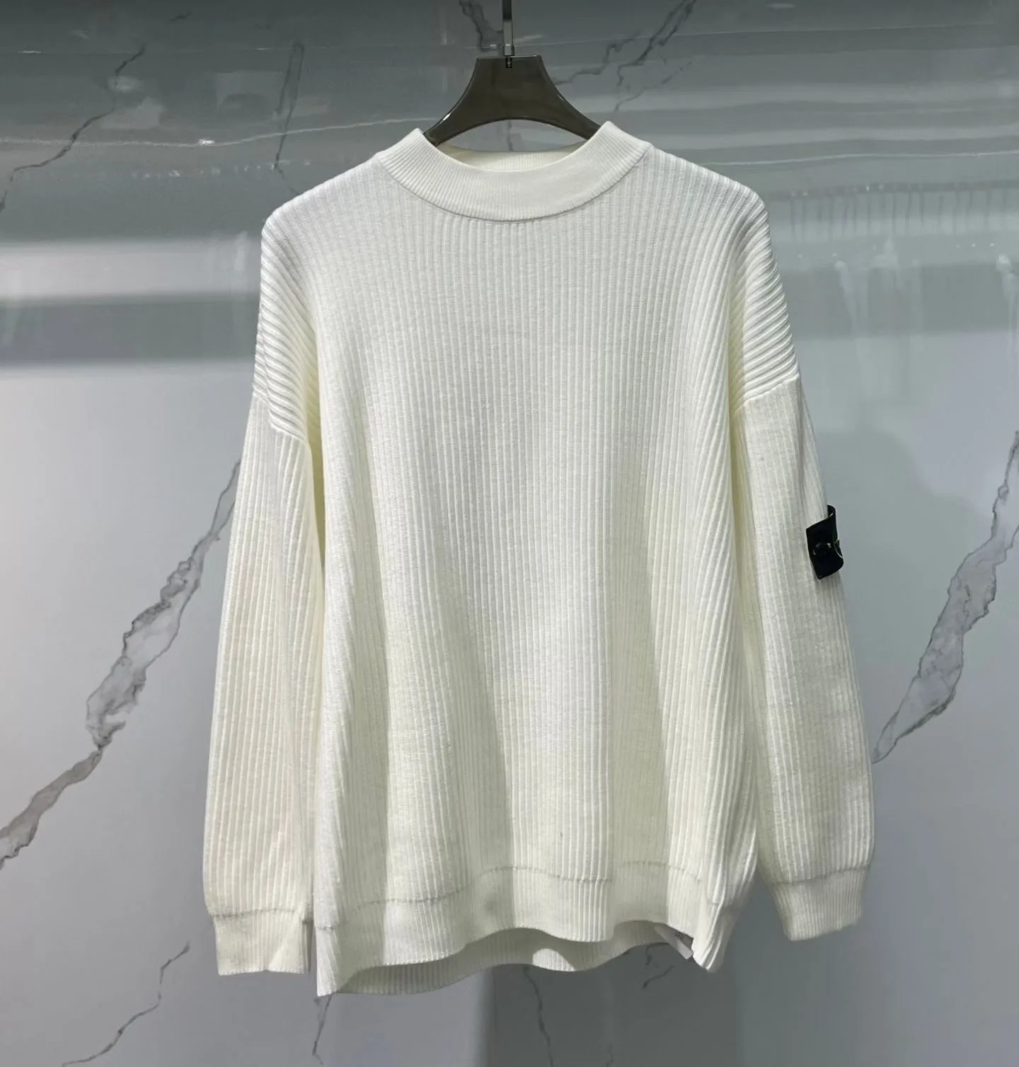 Stone Island Crewneck Jumper with Ribbed Trims (White) — 图 2