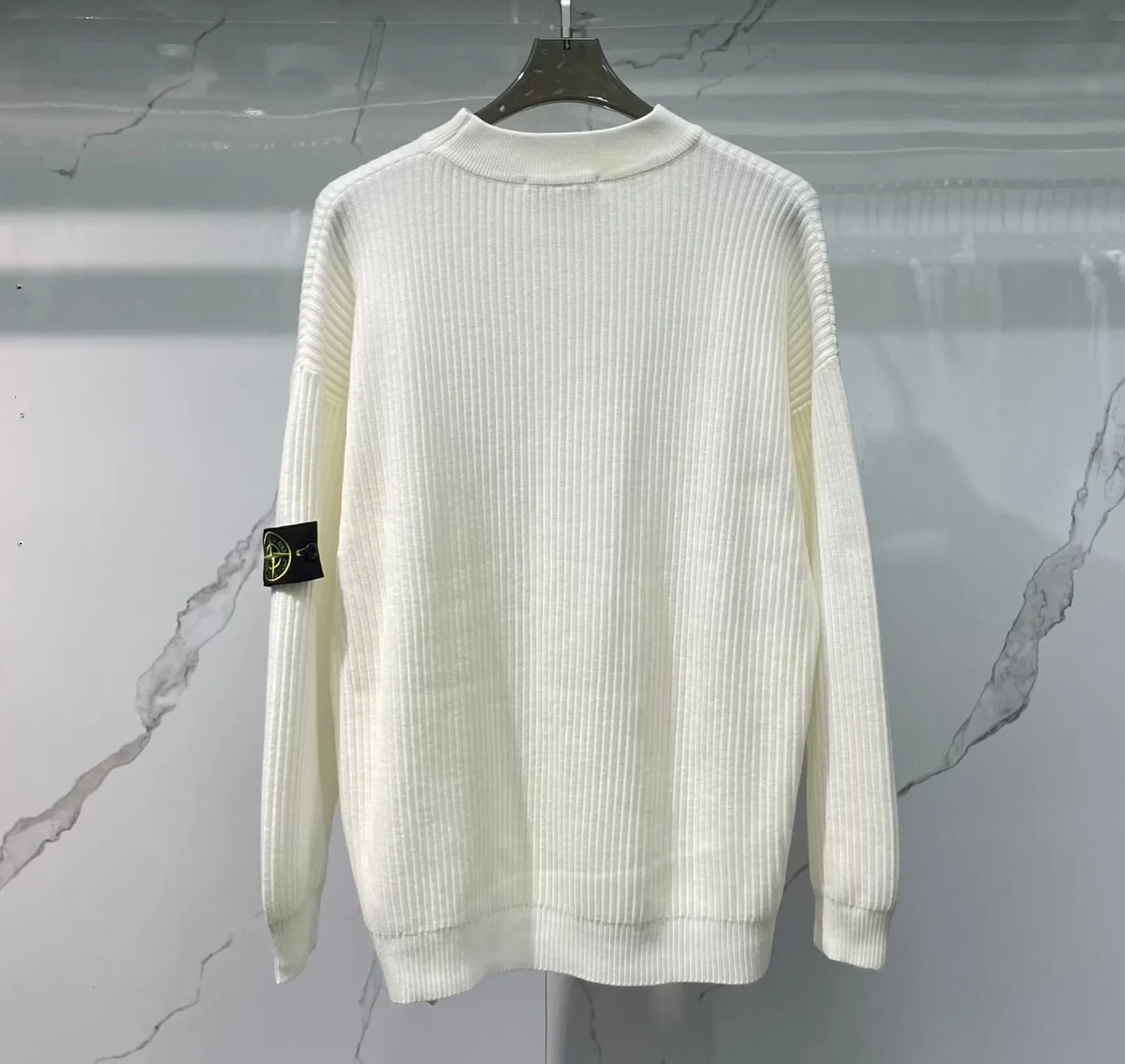 Stone Island Crewneck Jumper with Ribbed Trims (White) — 图 3