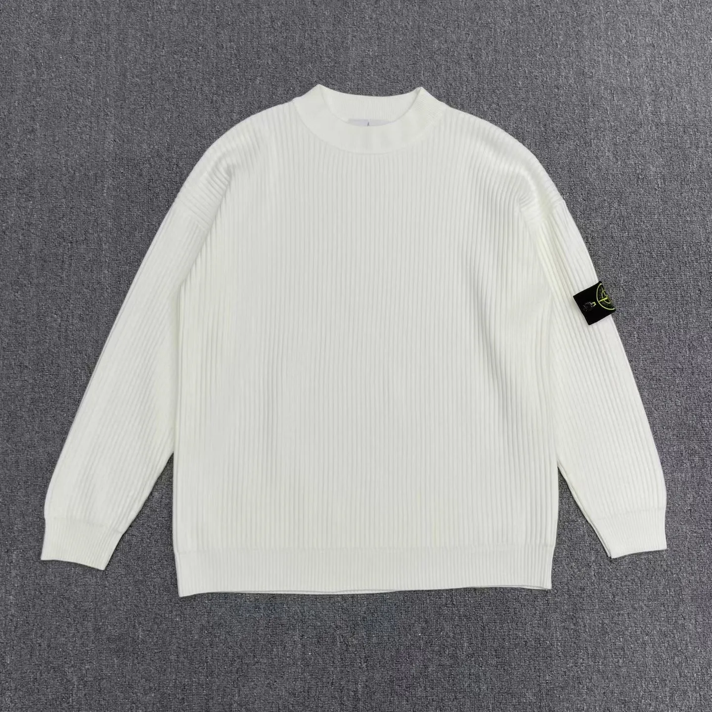 Stone Island Crewneck Jumper with Ribbed Trims (White)
