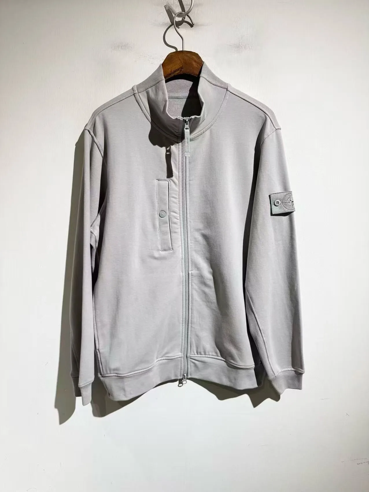 SI Ghost Compass Logo Patch Zip-Up Cardigan (Grey)