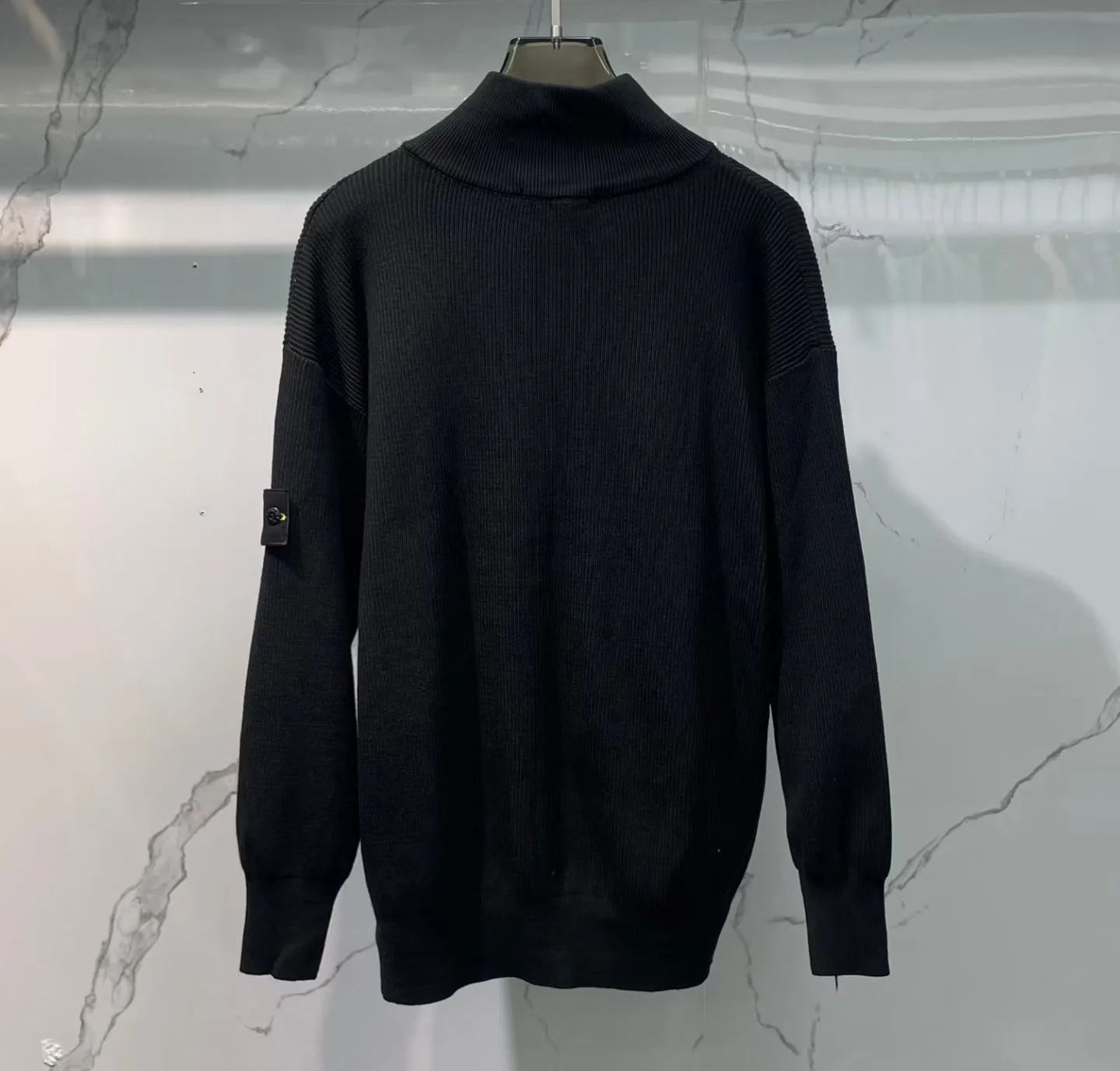 Stone Island Plated Rib Cotton Bouclé Jumper (Black) — ビュー 3