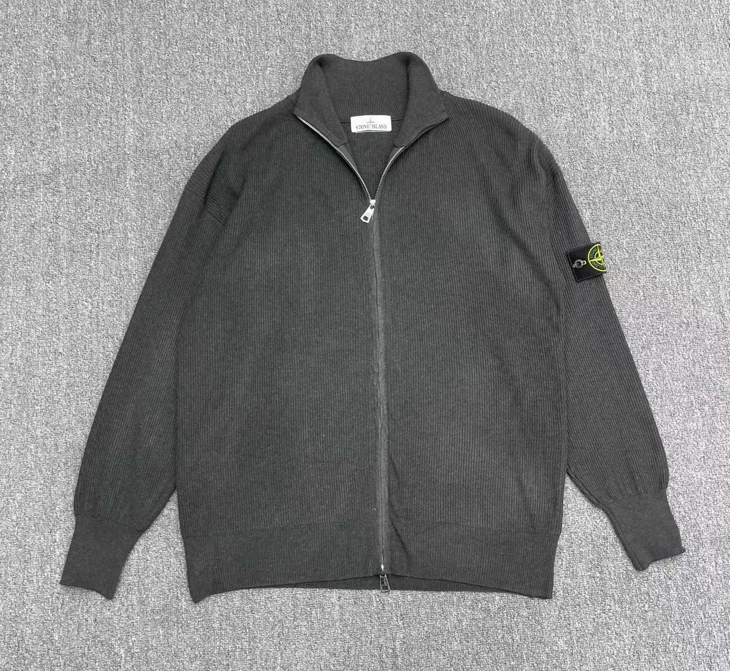 Stone Island Plated Rib Cotton Bouclé Jumper (Charcoal) — view 7