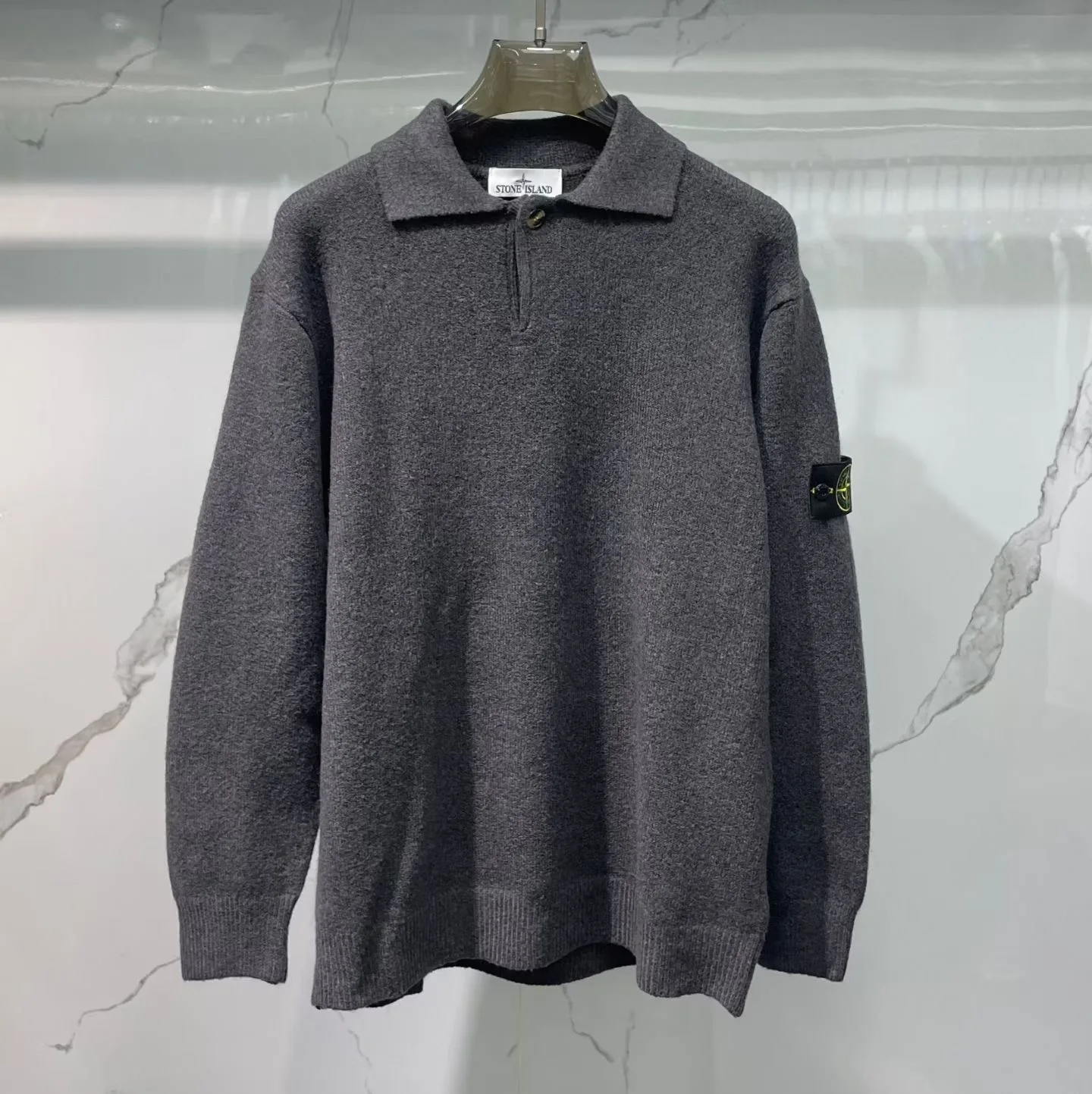 Stone Island Polo Jumper (Dark Grey)
