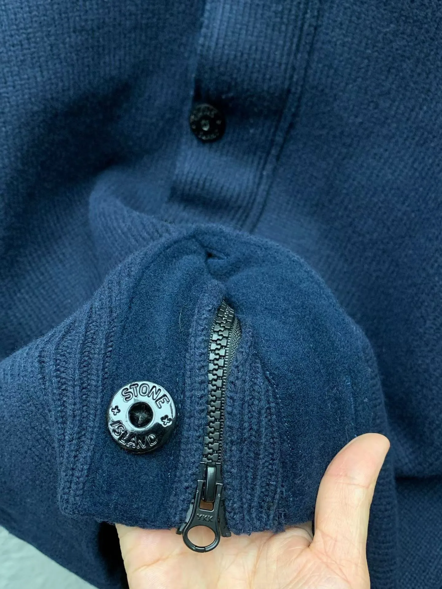SI Regular-Fit Zip-Up Jumper with Button Placket (Navy) — ビュー 6
