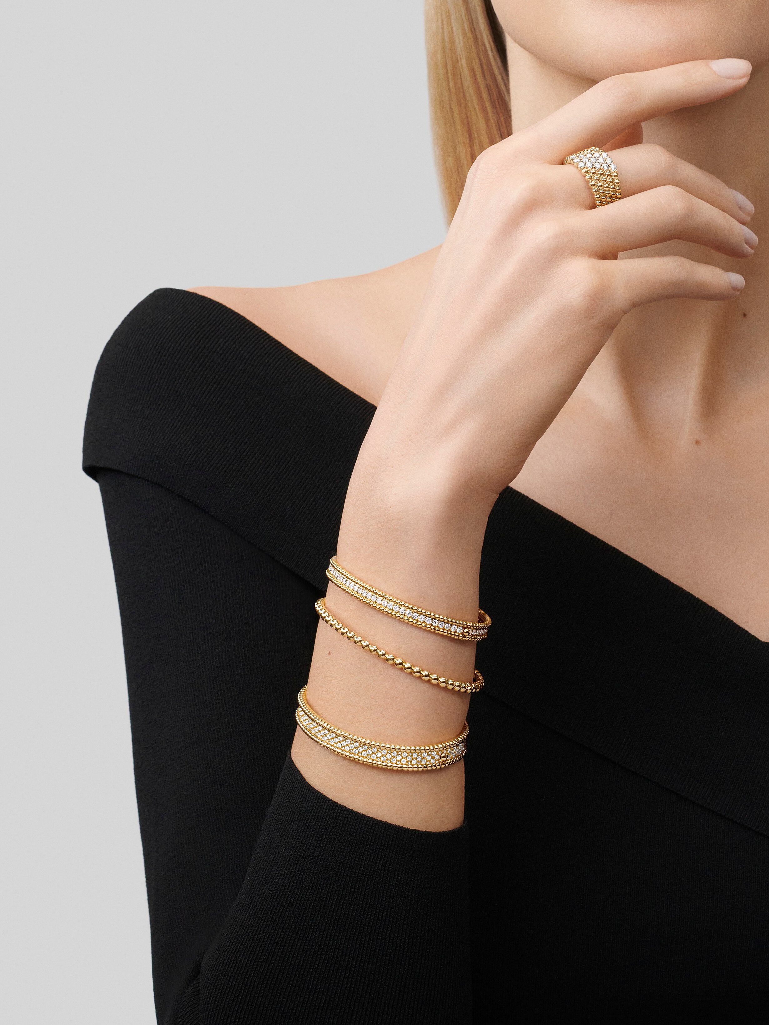 VCA Perlée Diamond, 3 rows small model, VCARP5DP00 — view 2