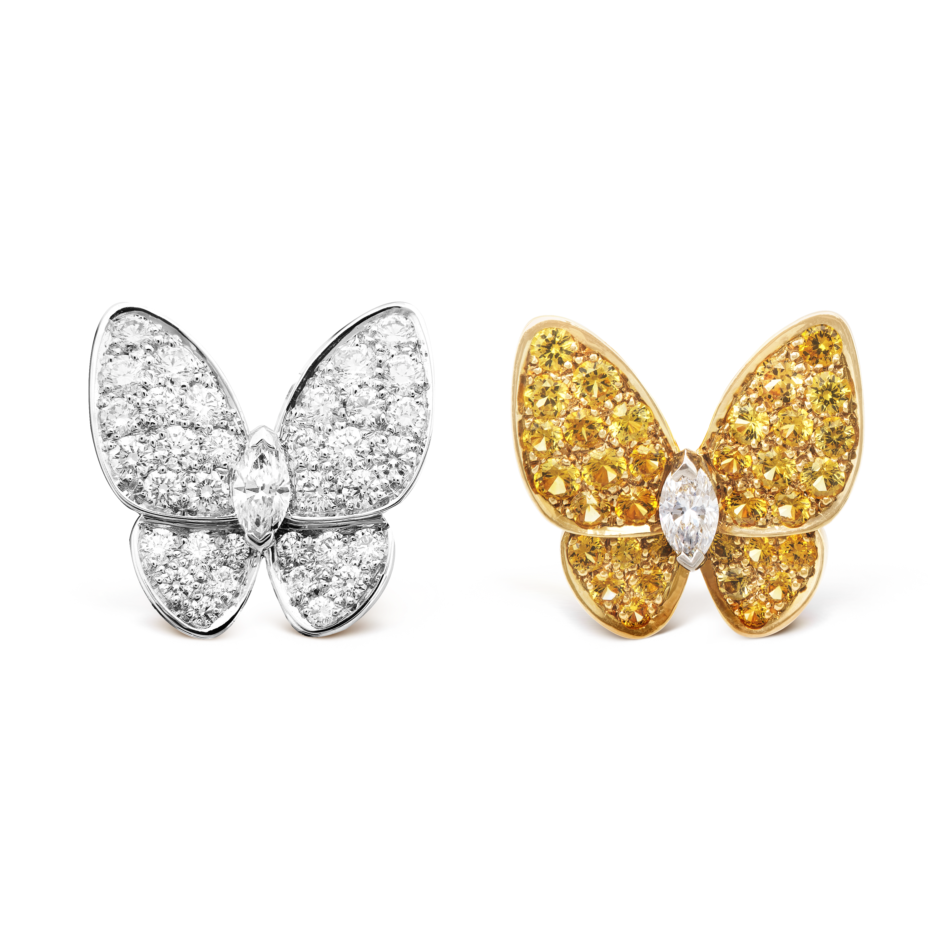 VCA Two Butterfly Diamond, Sapphire, asymmetric pair, VCARB15100