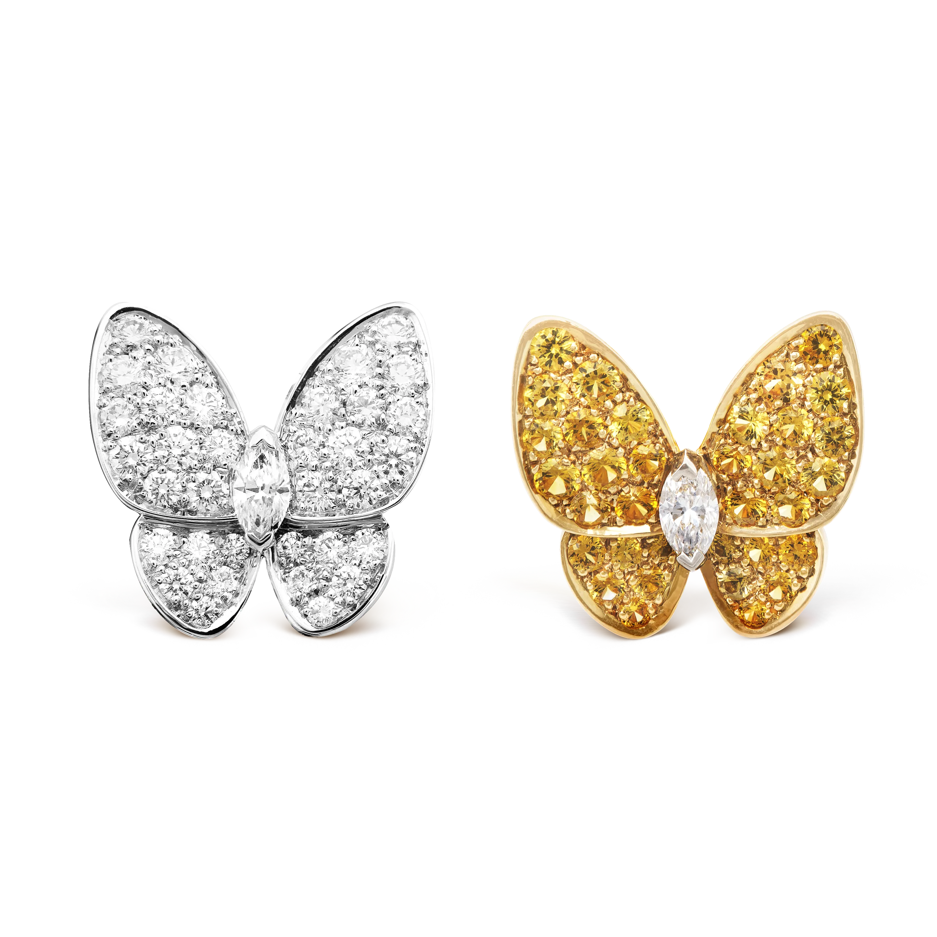 VCA Two Butterfly Diamond, Sapphire, asymmetric pair, VCARB15100