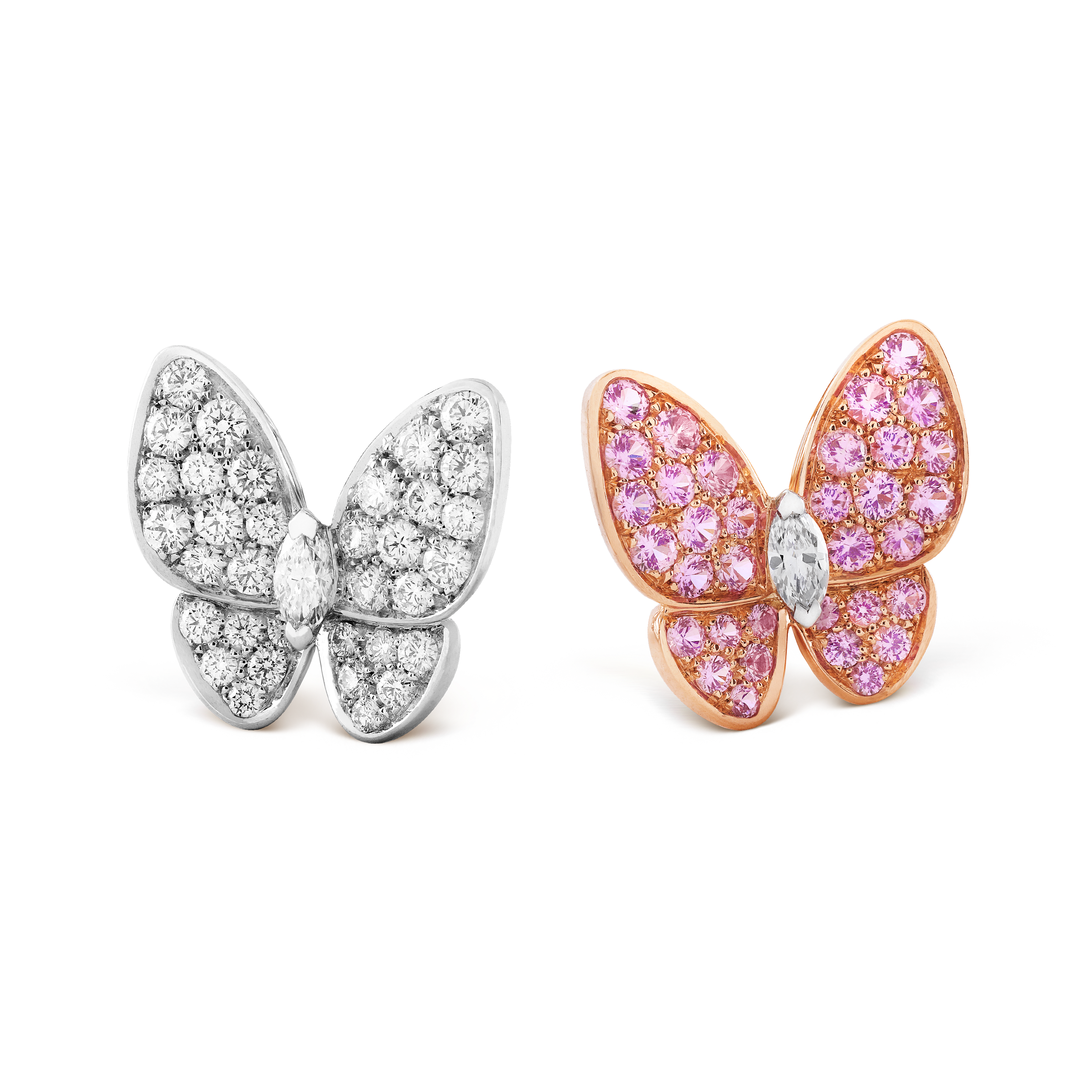 VCA Two Butterfly Diamond, Sapphire, asymmetric pair, VCARO3M600