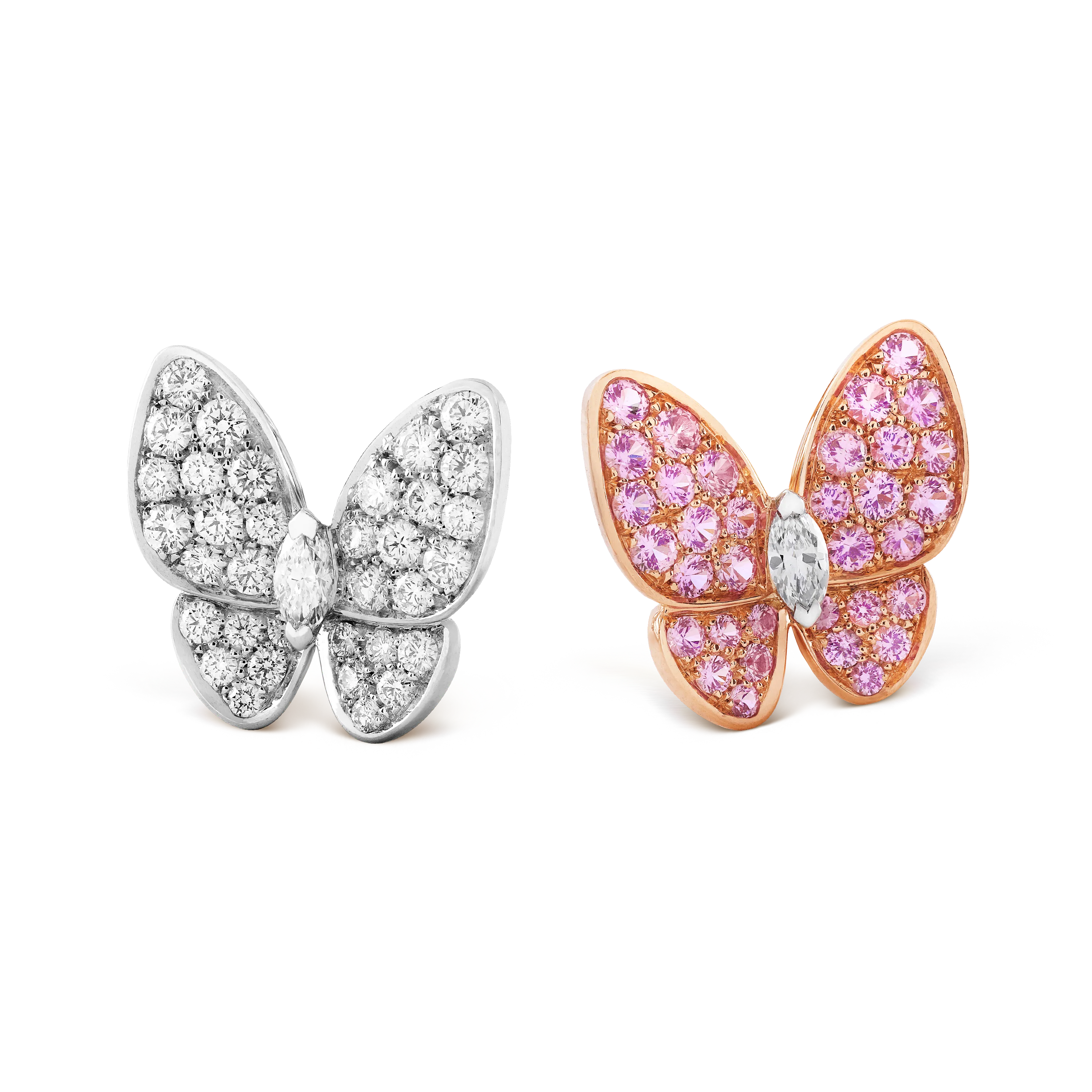 VCA Two Butterfly Diamond, Sapphire, asymmetric pair, VCARO3M600
