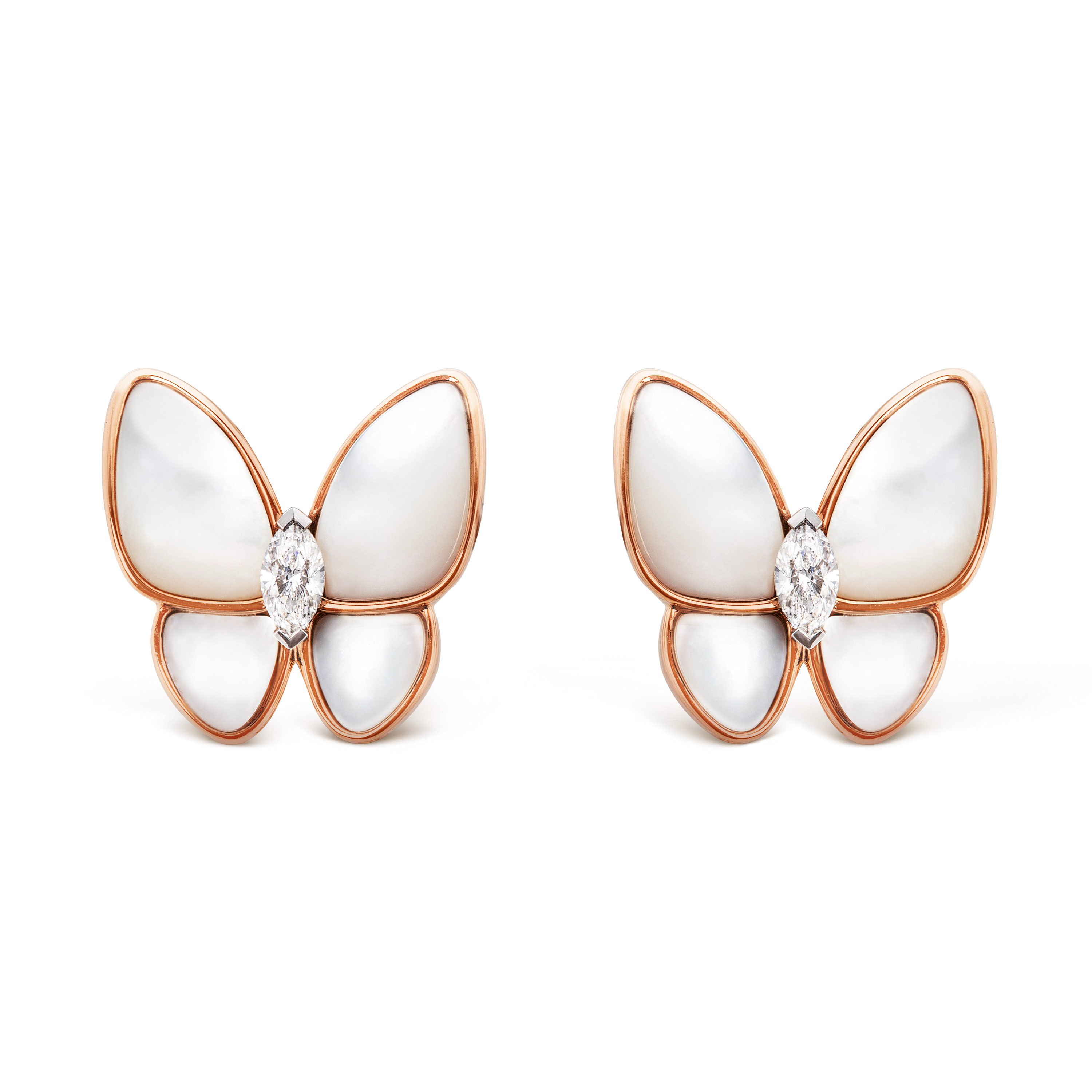 VCA Two Butterfly Diamond, Mother-of-Pearl, asymmetric pair, VCARO8FN00