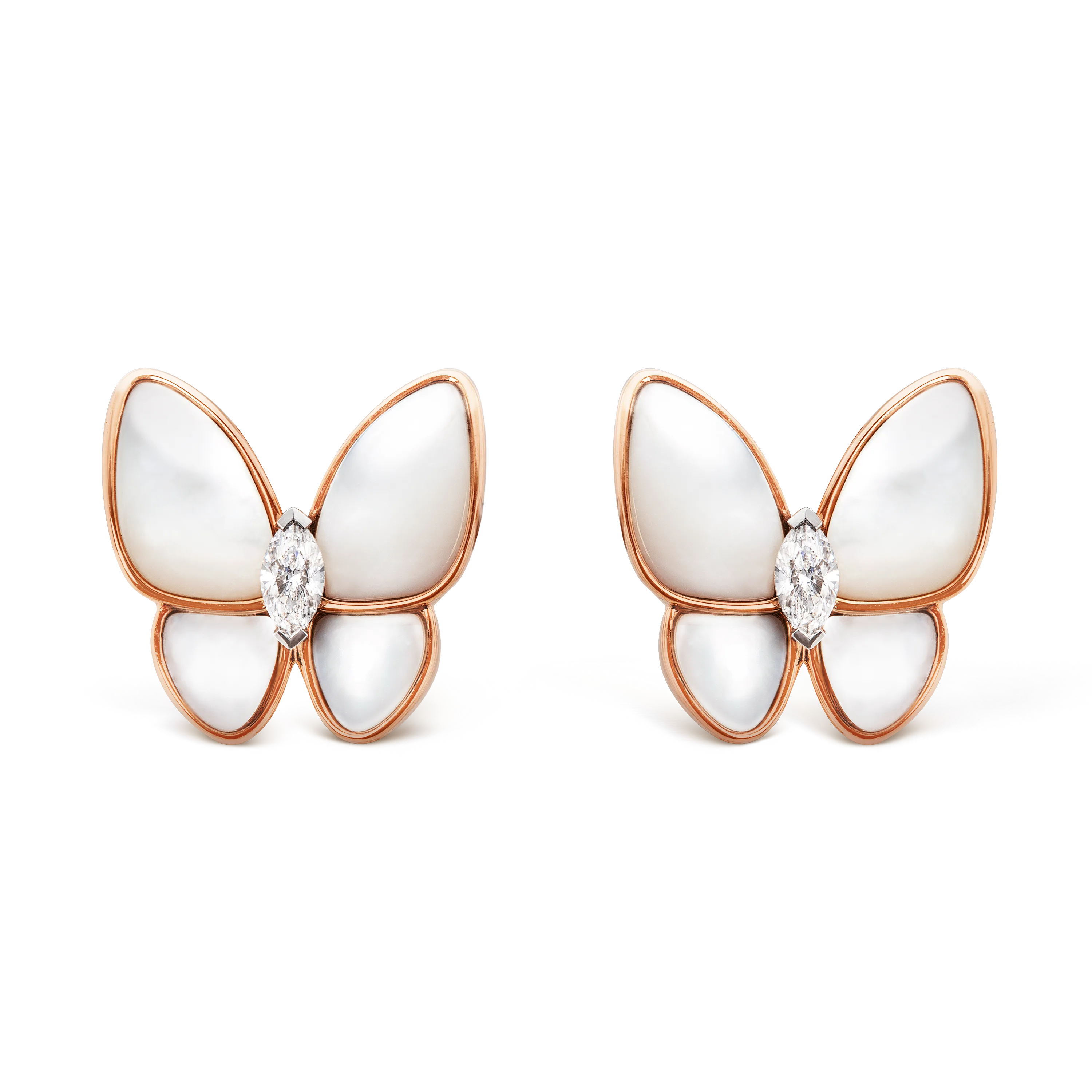 VCA Two Butterfly Diamond, Mother-of-Pearl, asymmetric pair, VCARO8FN00