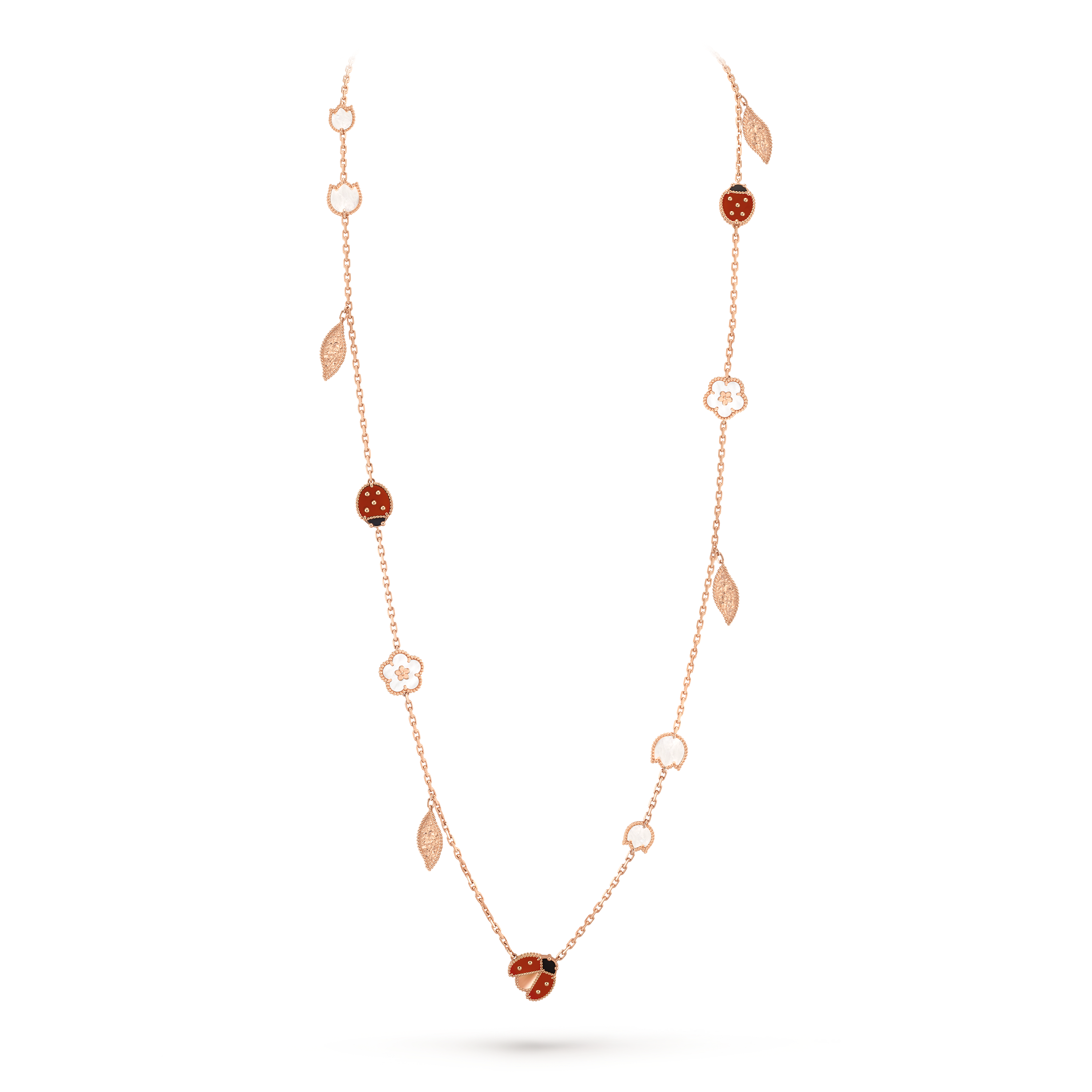 VCA Lucky Spring Carnelian, Mother-of-Pearl, Onyx, 15 motifs, VCARP7RT00