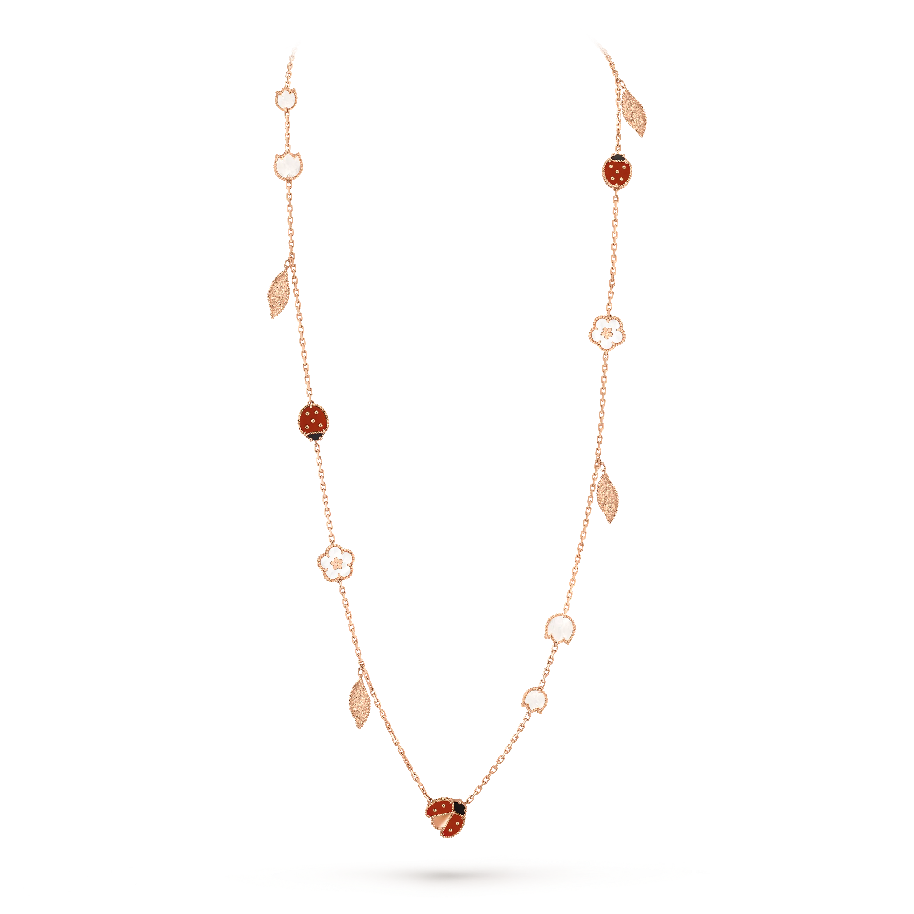 VCA Lucky Spring Carnelian, Mother-of-Pearl, Onyx, 15 motifs, VCARP7RT00