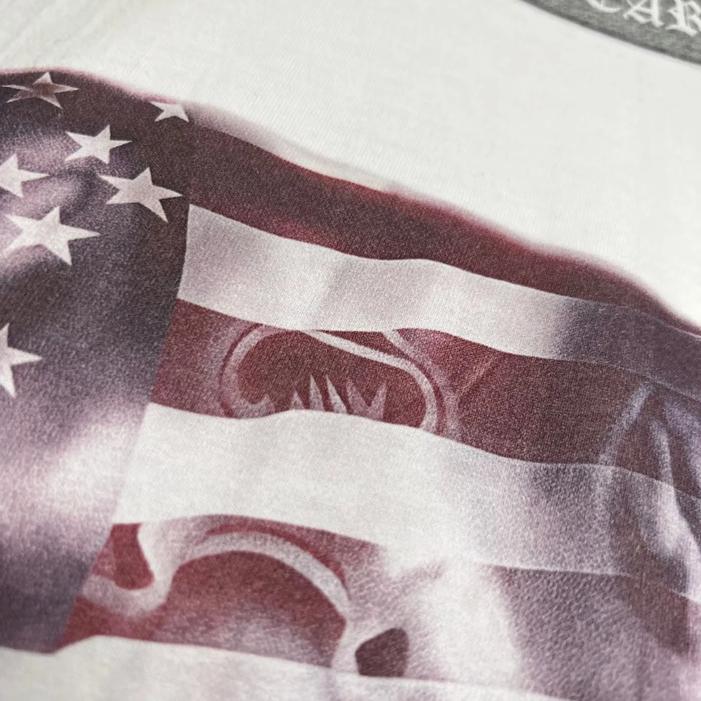 Vintage Chrome Hearts Angel American Flag Longsleeve T Shirt (White/Grey) — ビュー 3
