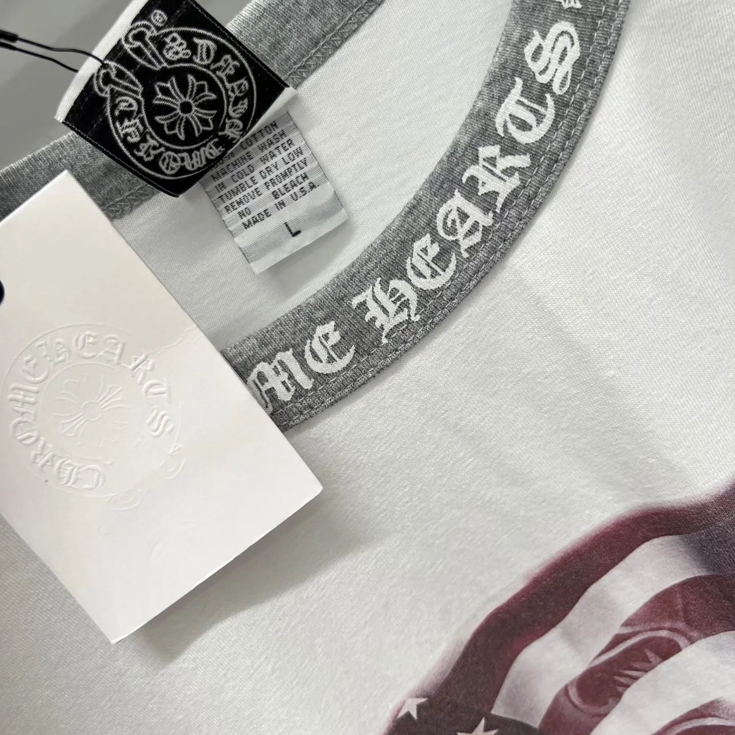 Vintage Chrome Hearts Angel American Flag Longsleeve T Shirt (White/Grey) — ビュー 4